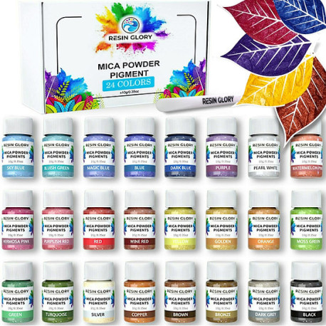 24 Color Mica Powder Pigment Set, 10g each